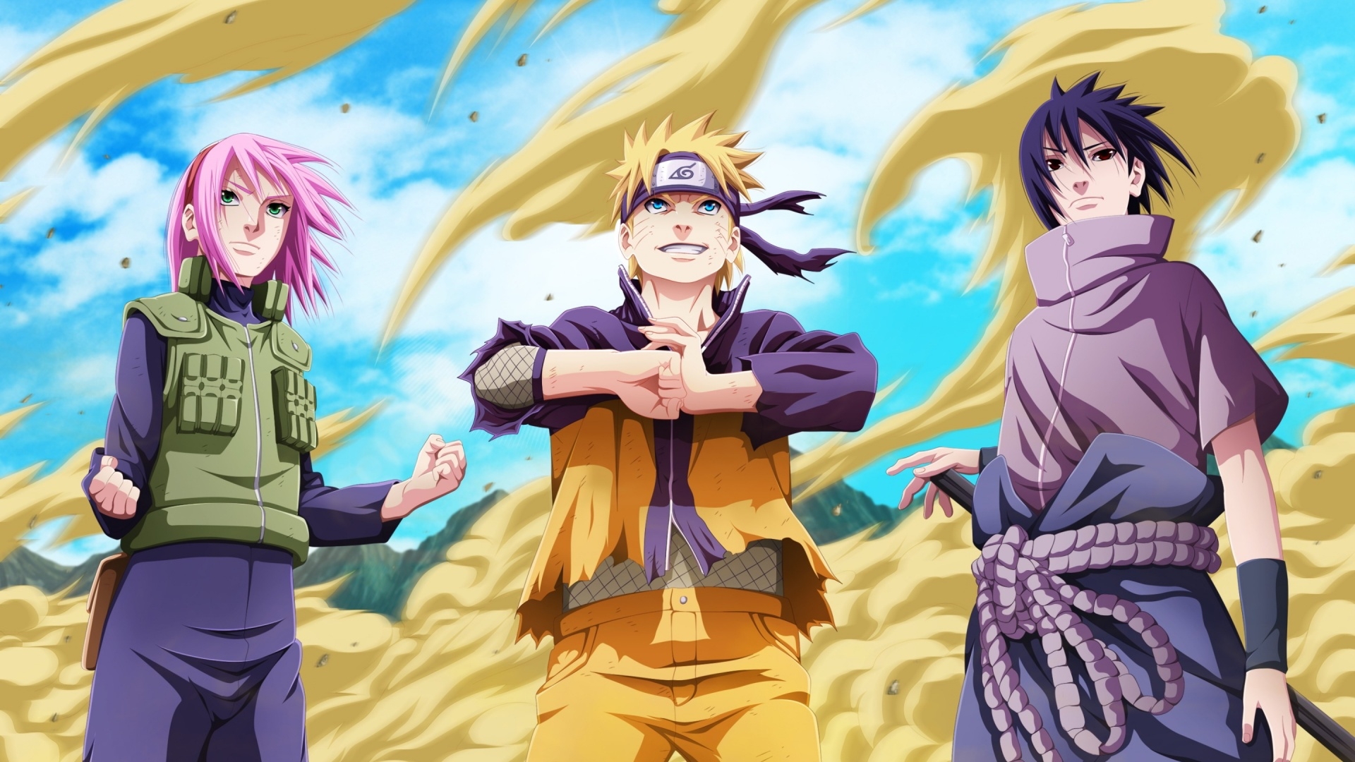 Team 7 - Sakura, Naruto, and Sasuke Wallpaper